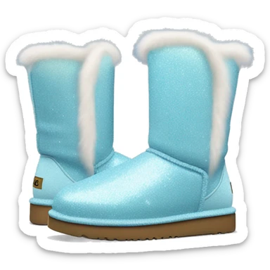 Realistic light blue glitter and fur Ugg boots. sticker
