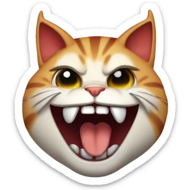 Cat laughing with devil horns  sticker