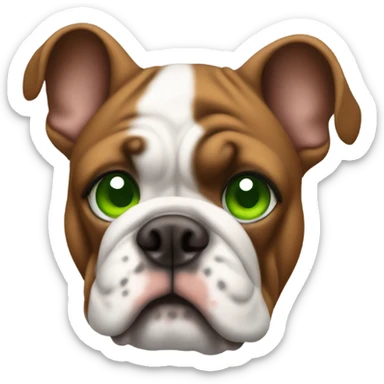make a brown bulldog with green eyes and a white stripe down forehead sticker