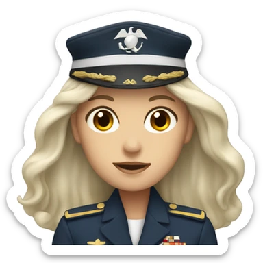 woman with white long hair with marine uniform sticker