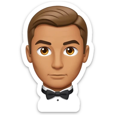 Cinematic Realistic James Bond Pop Culture Emoji, depicted with suave sophistication and dynamic action rendered with crisp details and cinematic lighting that capture his legendary cool. sticker
