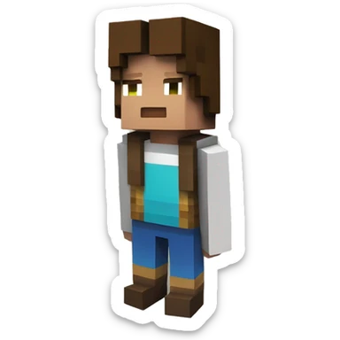 personnage minecraft brun avec les cheuveux boucle sticker