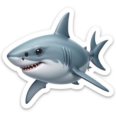 Cinematic Noble Shark Portrait Emoji, Poised and regal, with a sleek, powerful build and a smooth, streamlined body in icy gray and white tones, deep-set soulful piercing eyes, Simplified yet sharp and sophisticated features, highly detailed, glowing with a soft, dignified glow, high shine, intelligent and formidable, stylized with an air of oceanic majesty, focused and attentive, soft glowing outline, capturing the essence of a watchful and confident predator, so majestic it feels as though it could glide out of the screen with effortless authority! sticker