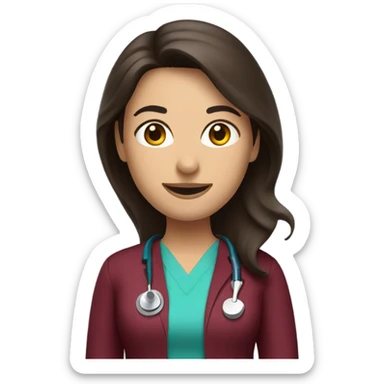 brunette dentist with burgundy scrubs sticker