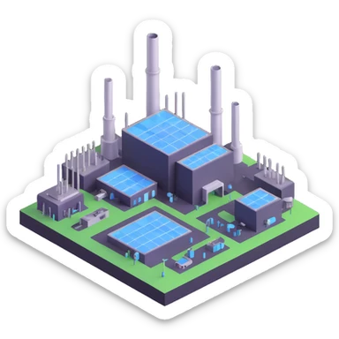 Futuristic semiconductor factory with Saudi Arabian elements sticker