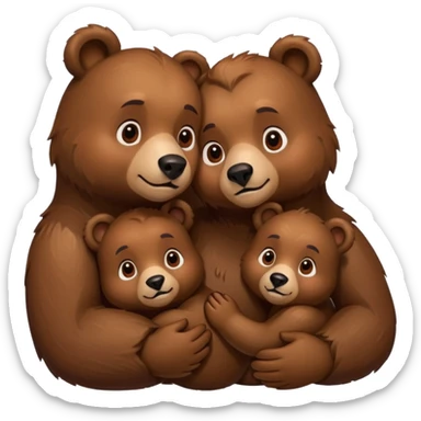Mama, papa, and baby bear hug sticker
