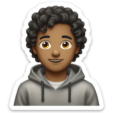 Mysterious Light Brown-skinned boy with beautiful black wavy hair and a Little moustache and with earrings wearing a grey sweat-shirt sticker