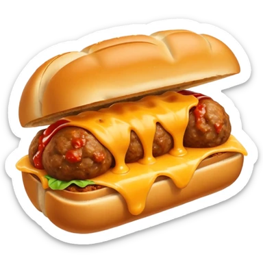 meatball sub with a bite taken out sticker