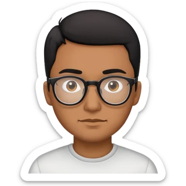 Latino man with very short hair and glasses sticker