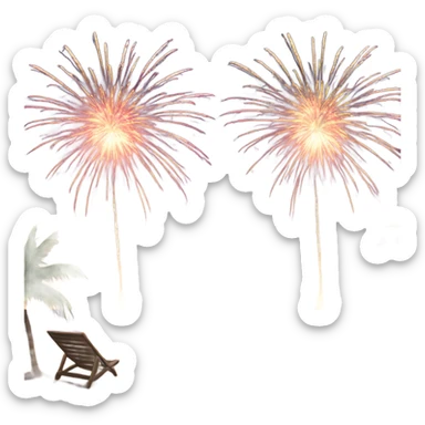 New years on the beach fire works sticker