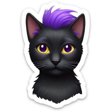 Black cat with violet Mohawk sticker