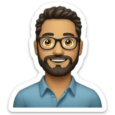 Baldish latino 30 somethings with round glasses and beard sticker