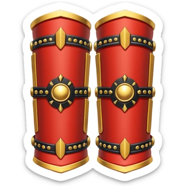 Ares bracers object icon, pair of ancient Greek war bracers, red black gold theme, engraved patterns, heavy armor style, 3D cartoon, mobile game icon style, centered, clean background, no text, no watermark

 sticker