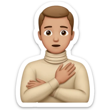 Guy with his hands crossed on his neck, choking himself ￼￼ sticker