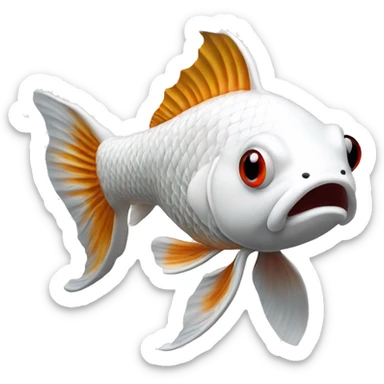Platinum pure white long finned  koi fish sticker
