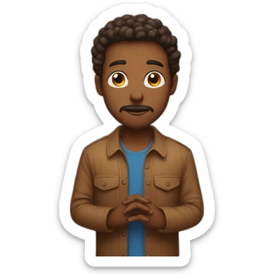 a guy with a brown kare and big lips prays sticker