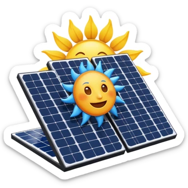 solar panel with a sun emoji, symbolizing renewable energy and sustainability sticker
