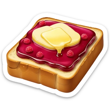 a slice of bread with butter and raspberry jam sticker