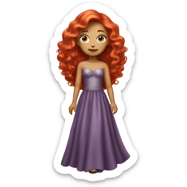 red-haired girl in a long glamour dress sticker