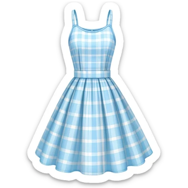 pastel blue plaid spring dress floating in the air sticker