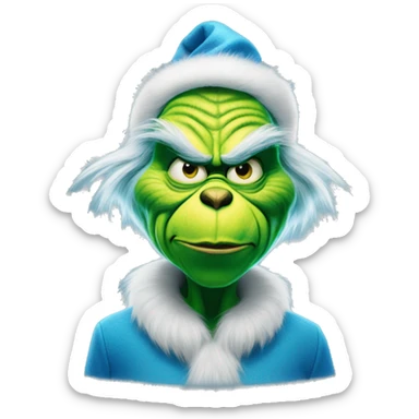 the grinch but blue and stretched sticker