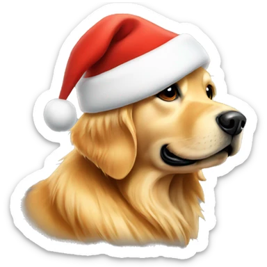 golden retriever in santa hat  sticker