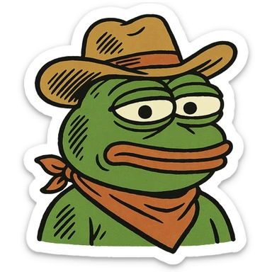 Pepe the Frog as a cowboy with hat and bandana sticker