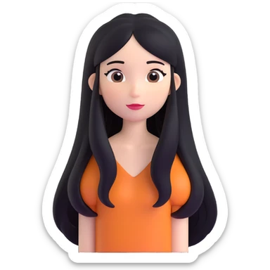 A girl with long black hair and fair skin sticker