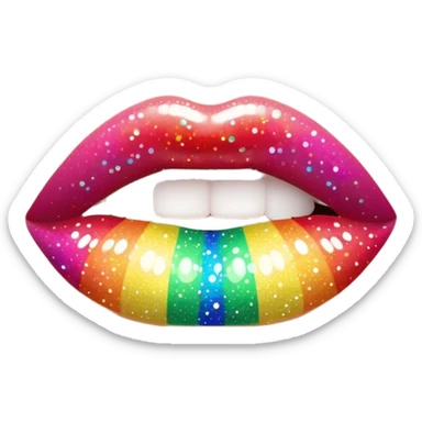 rainbow sparkles on lush, full lips. Lips only sticker