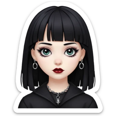goth girl with black hair and bangs sticker