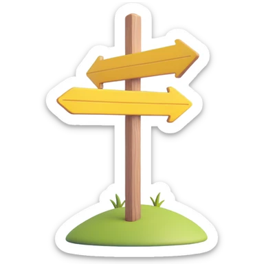 wooden post with yellow arrow sign pointing the way, Camino de Santiago sticker