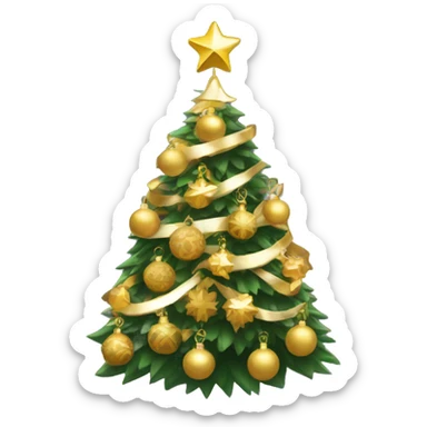 christmas tree with gold ornaments sticker