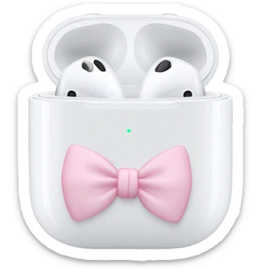AirPods Max in white with pastel pink bows  sticker