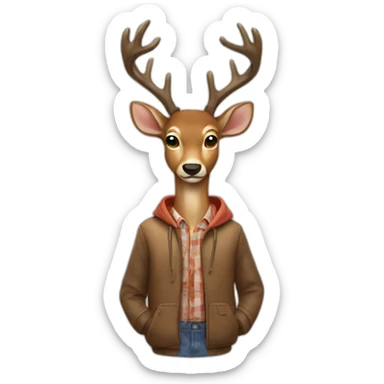 Deer with clothes in his antler sticker