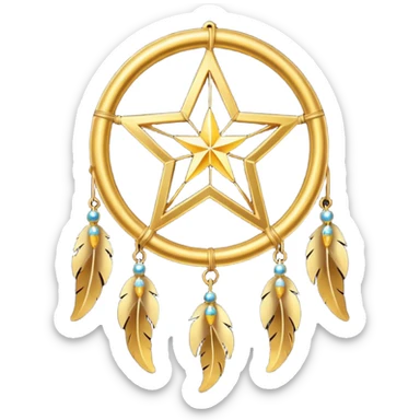 Star-shaped golden bright divine shimmering shiny sparkly glittery glowing glossy dreamcatcher  sticker