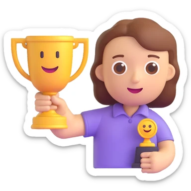 an emoji of emoji holding a trophy sticker