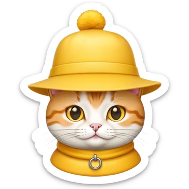 cheese cat wearing a yellow hat sticker