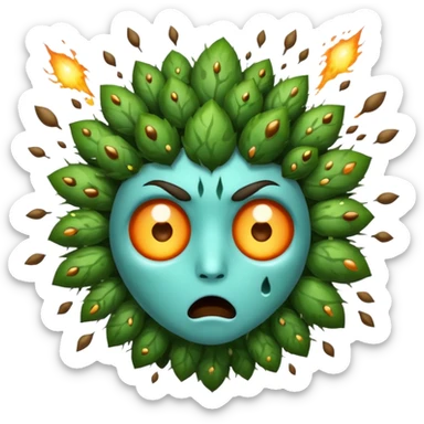 mystic druid shocked face with exploding spores sticker