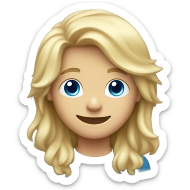 Blonde long haired boy with blue eyes smiling with hair down to his shoulders sticker