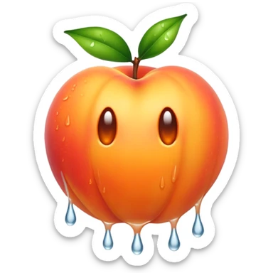 Wet shiny dripping peach sticker