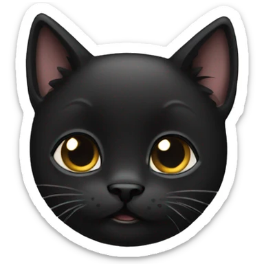 a cute all black kitten with an anxious face sticker