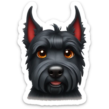 Scottish terrier with devil horns sticker