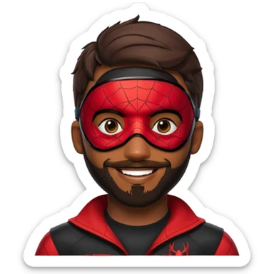 Miles Morales with beard, eye mask, low fade sticker