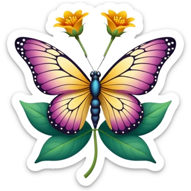 Mariposa en una flor sticker