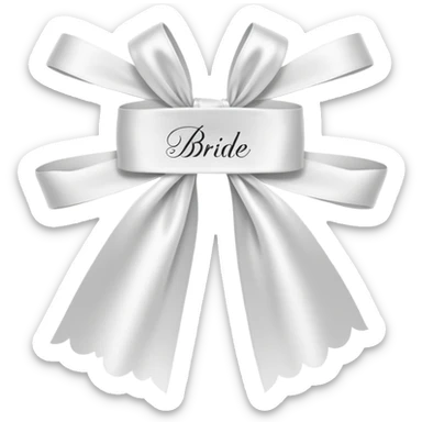 White sash with words bride on it sticker