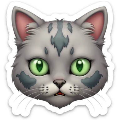 a super cute zombie cat, look sad but not danger sticker