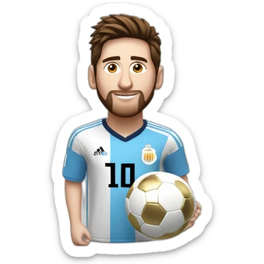 Messi avec le maillot de l'argentine avec la coupe du monde et le ballon d'or  sticker