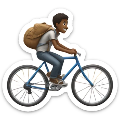 A boy on a bike with the sky under him ￼ sticker