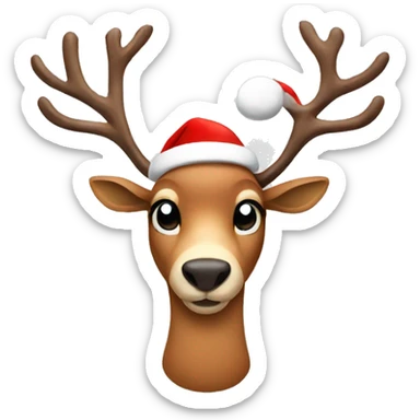 Reindeer wearing Santa clause hat sticker