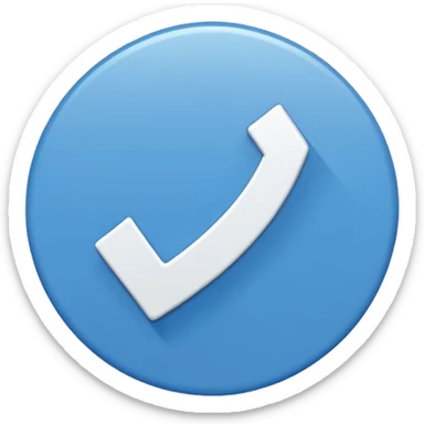 A white right ✔tick symbol on blue circle similar to verified badge sticker